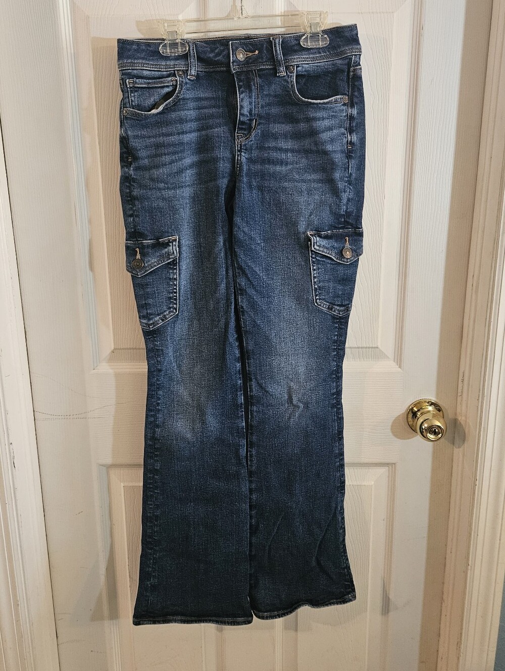 American Eagle Jeans Womens Kick Boot Cargo Medium Indigo Stretch Size 4